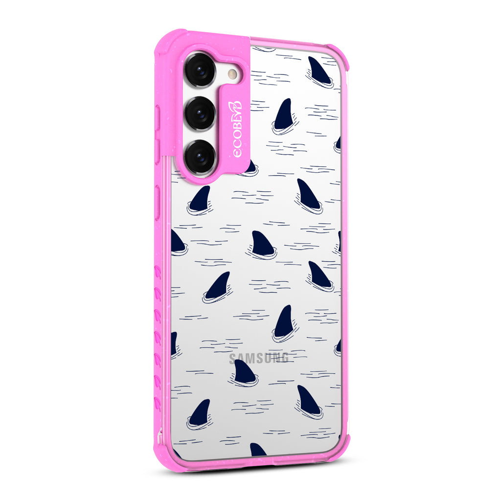 Shark Fin - Left-side View Of Pink & Clear Eco-Friendly Galaxy S23 Plus Case