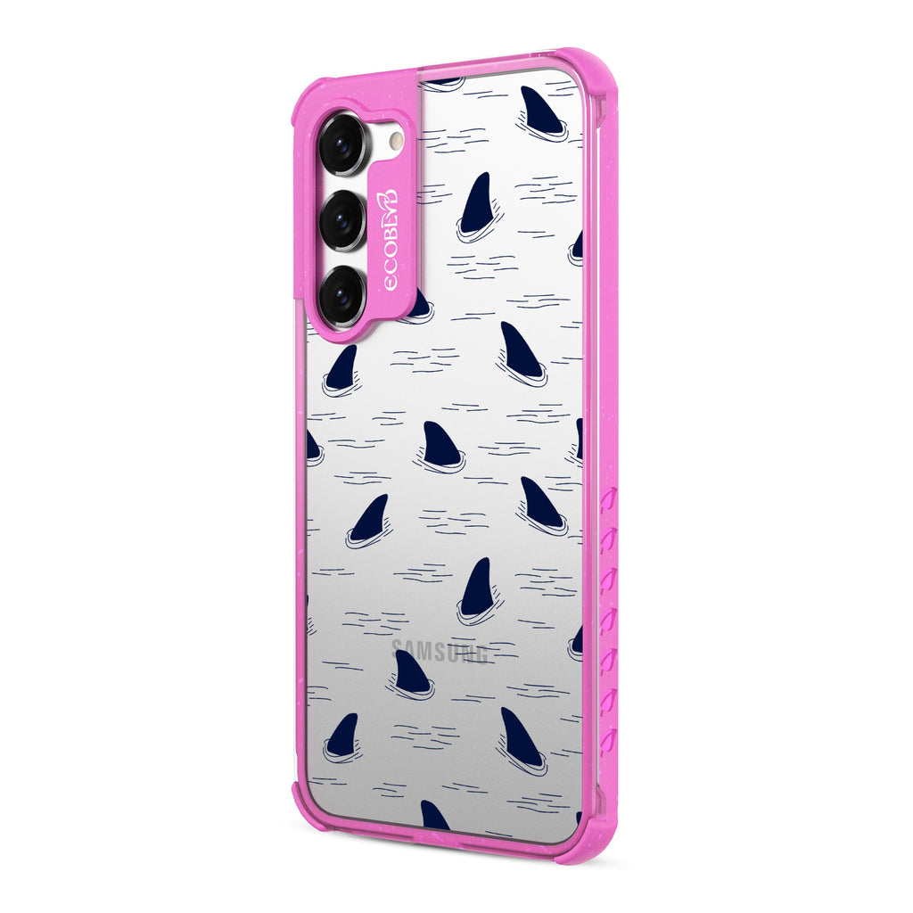 Shark Fin - Right-side View Of Pink & Clear Eco-Friendly Galaxy S23 Case