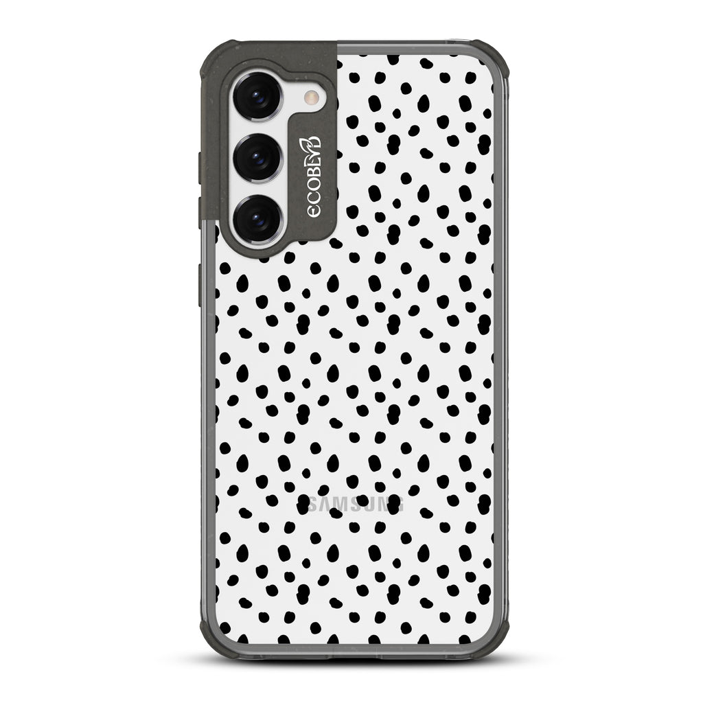 On The Dot - Black Eco-Friendly Galaxy S23 Plus Case With A Polka Dot Pattern On A Clear Back