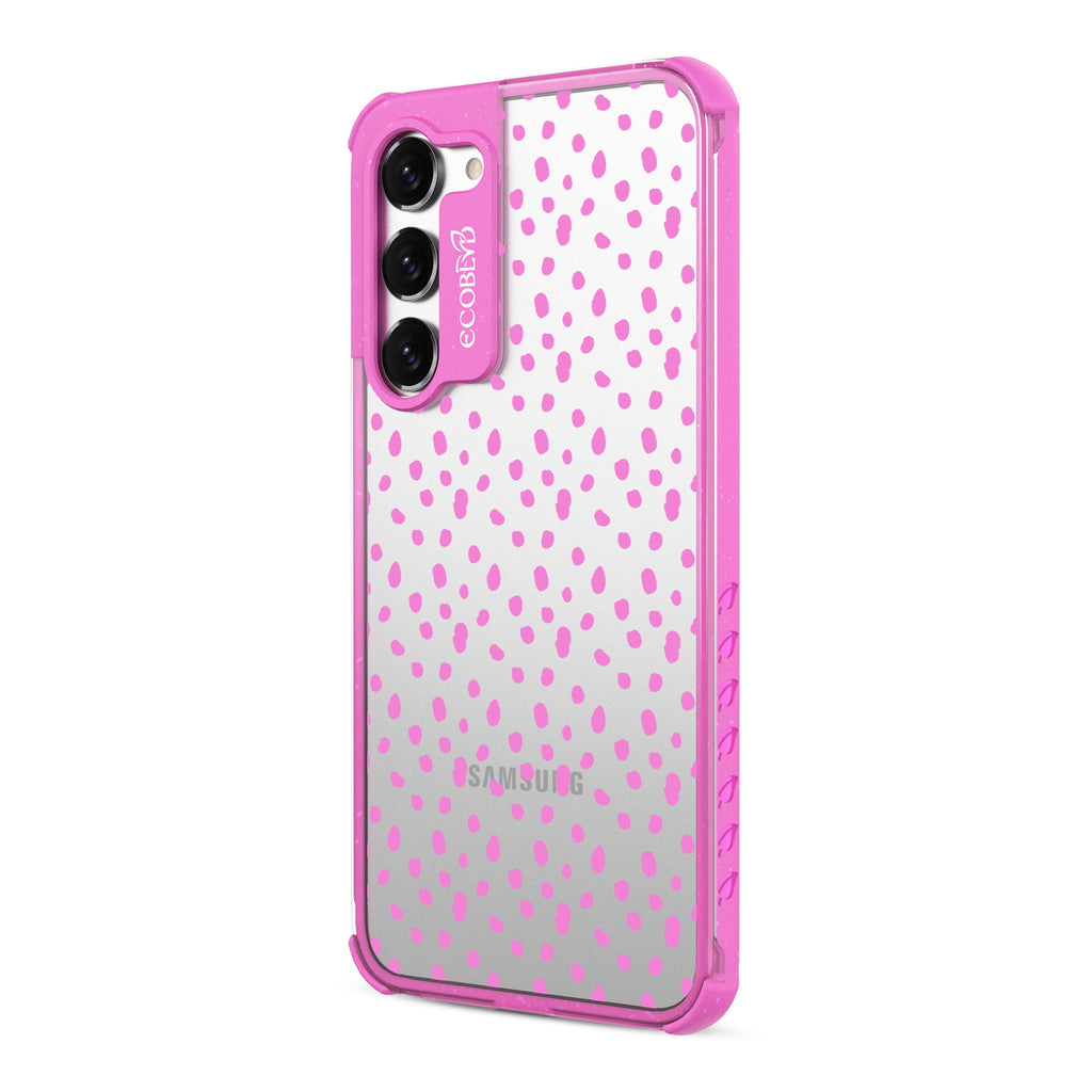 On The Dot - Right-side View Of Pink & Clear Eco-Friendly Galaxy S23 Case