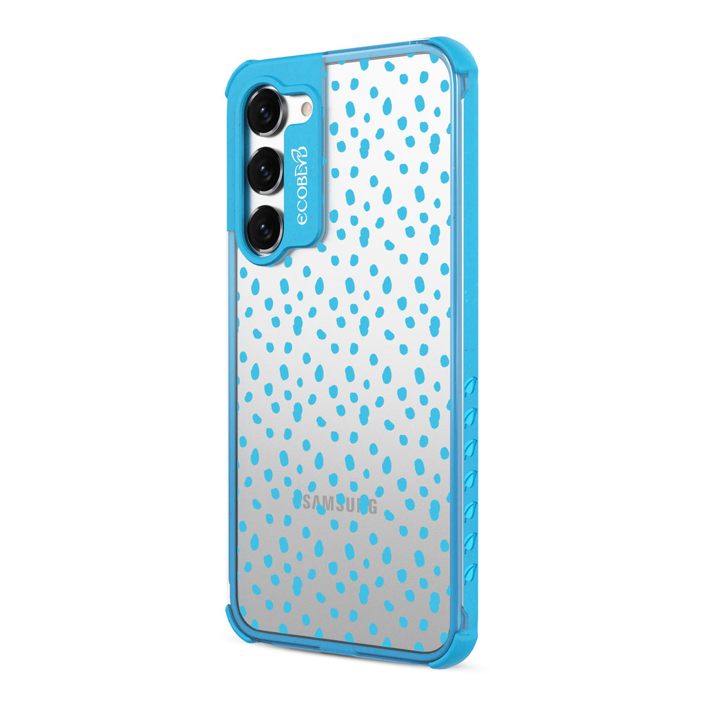 On The Dot - Right-side View Of Blue & Clear Eco-Friendly Galaxy S23 Case