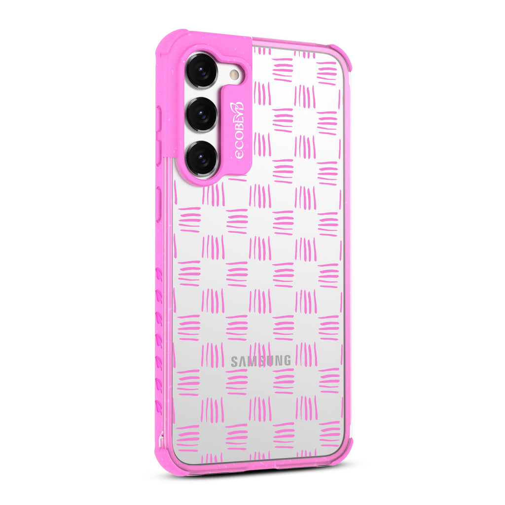 Weave It To Me - Left-side View Of Pink & Clear Eco-Friendly Galaxy S23 Case