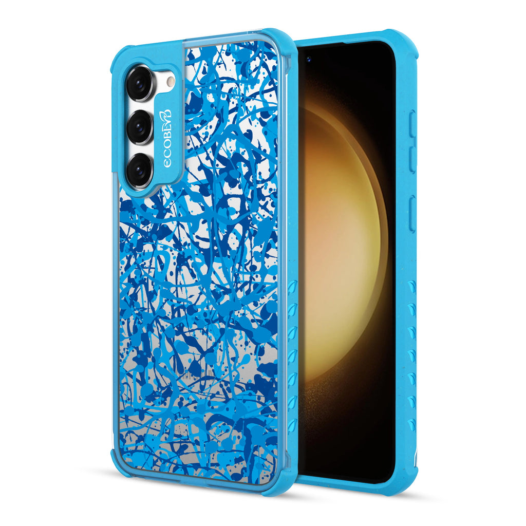 Visionary - Back View Of Blue & Clear Eco-Friendly Galaxy S23 Plus Case & A Front View Of The Screen