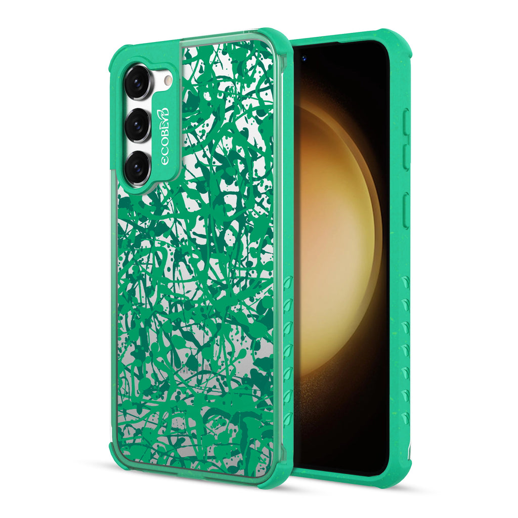 Visionary - Back View Of Green & Clear Eco-Friendly Galaxy S23 Plus Case & A Front View Of The Screen