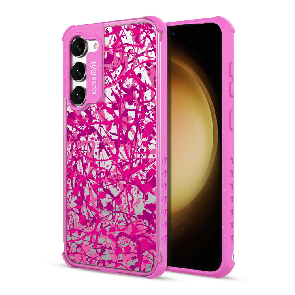 Visionary - Back View Of Pink & Clear Eco-Friendly Galaxy S23 Plus Case & A Front View Of The Screen