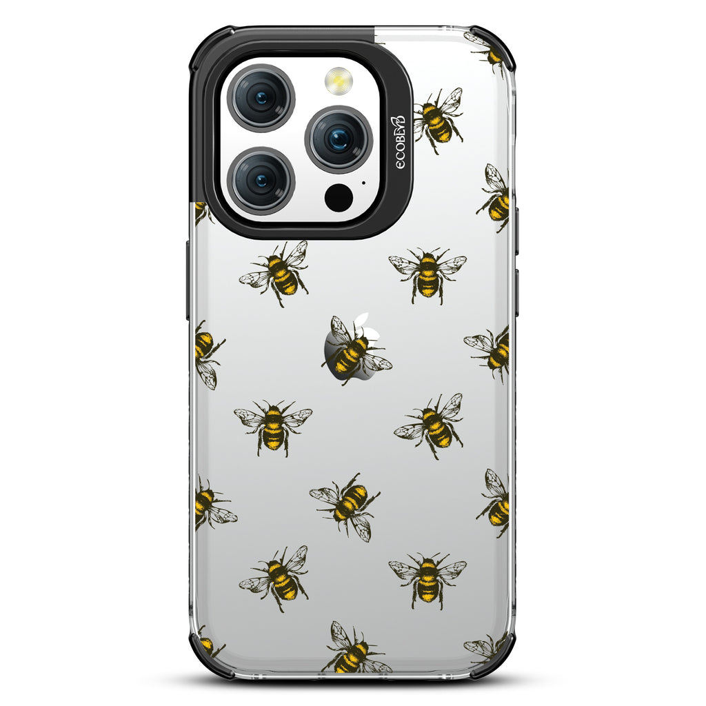 Bees - Honey Bees - Eco-Friendly Clear iPhone 15 Pro Case With Black Rim