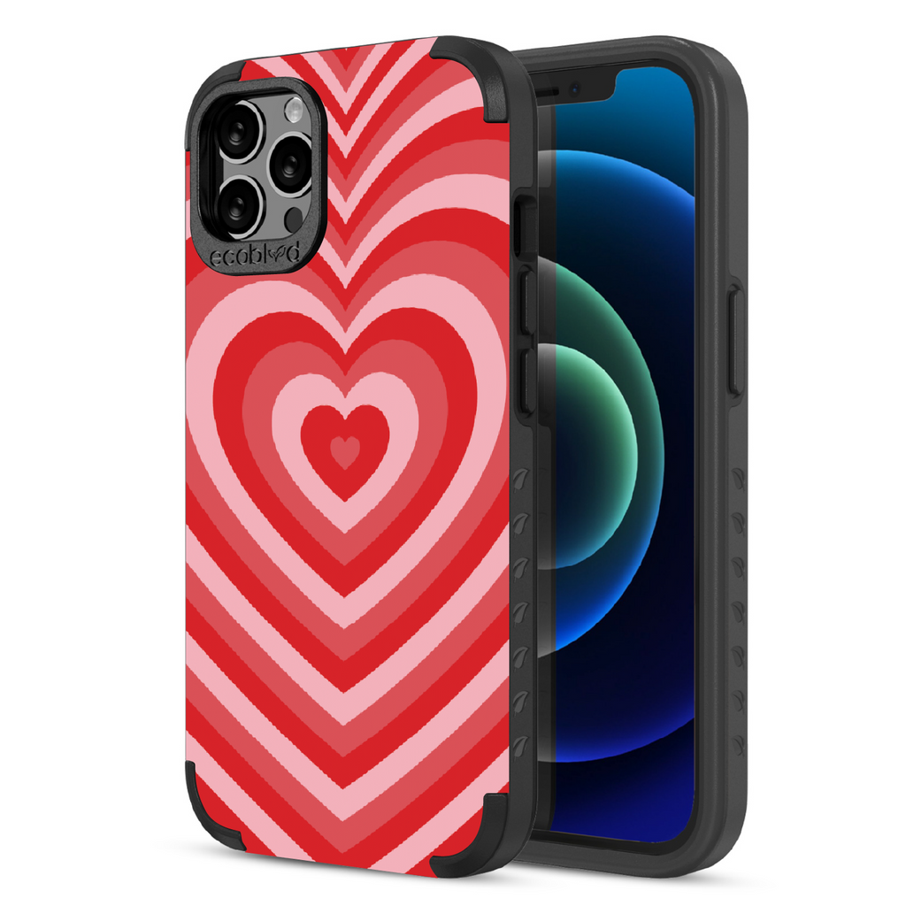 Tunnel Of Love  - Back View Of Black & Eco-Friendly Rugged iPhone 12/12 Pro Case & A Front View Of The Screen