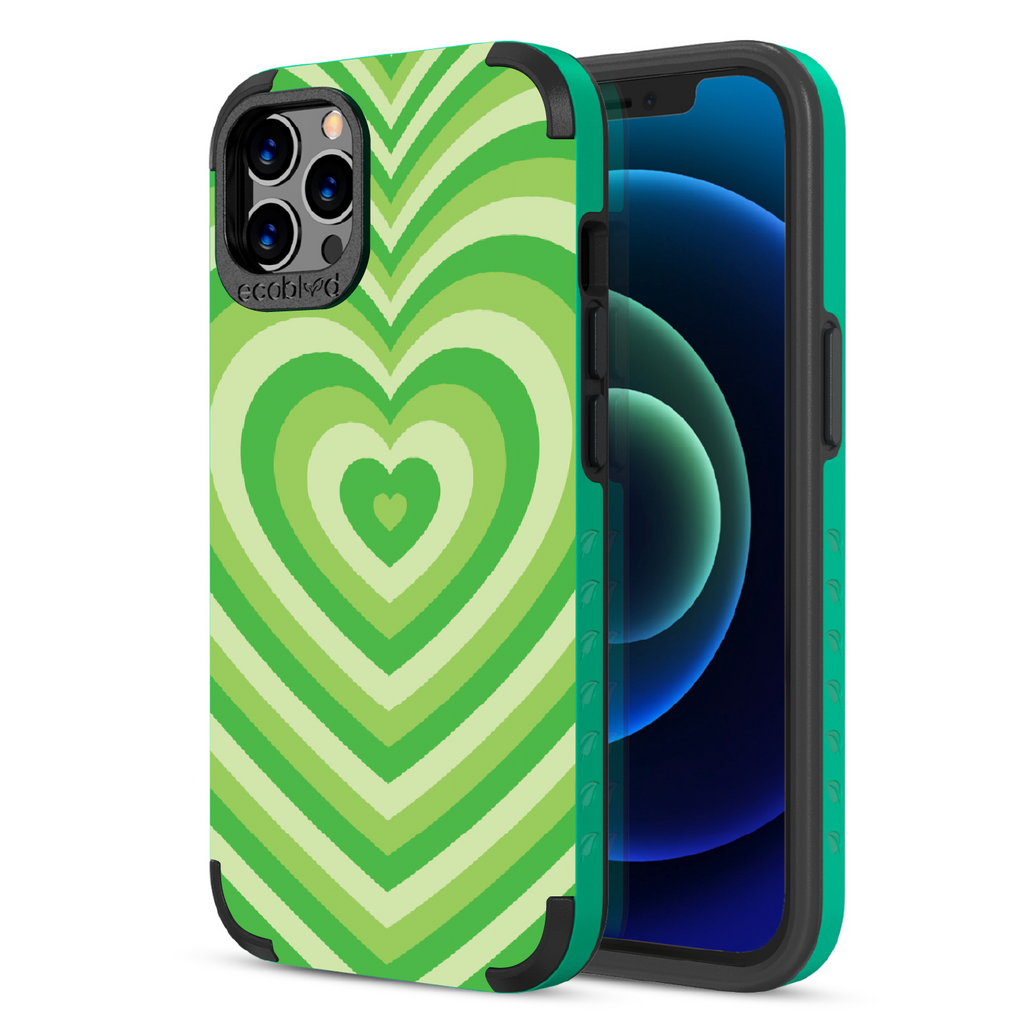 Tunnel Of Love  - Back View Of Green & Eco-Friendly Rugged iPhone 12/12 Pro Case & A Front View Of The Screen