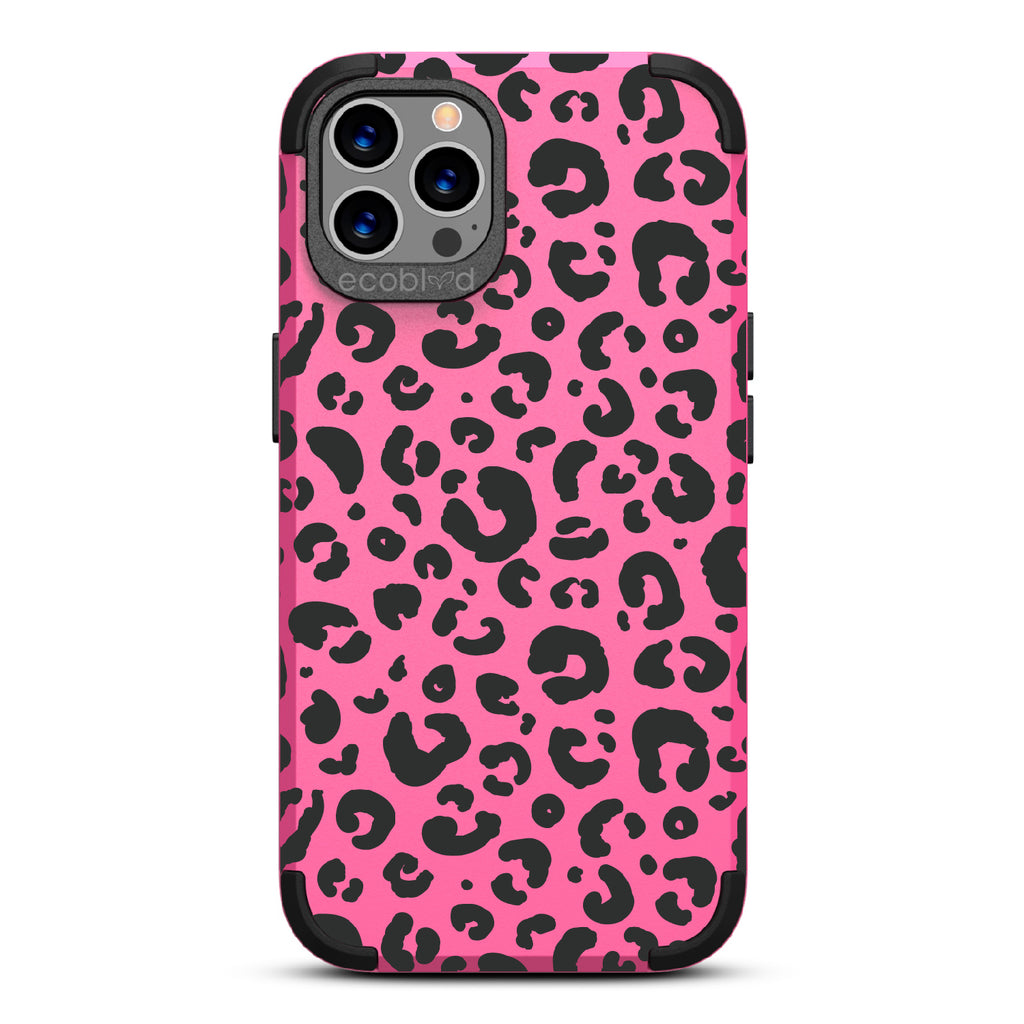 Spot On - Pink Rugged Eco-Friendly iPhone 12/12 Pro Case With Leopard Print On Back