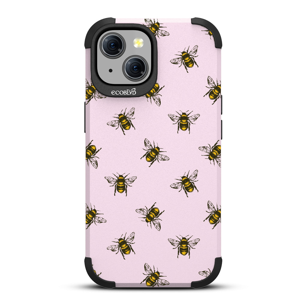 Bees - Honey Bees - Pastel Lilac Eco-Friendly Rugged iPhone 15 MagSafe Case 