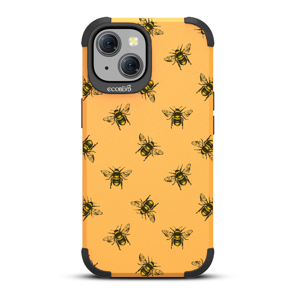 Bees - Honey Bees - Yellow Eco-Friendly Rugged iPhone 15 MagSafe Case