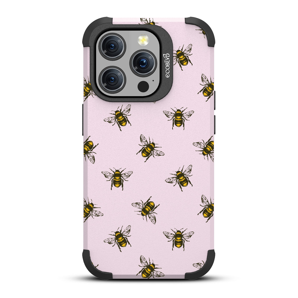 Bees - Honey Bees - Pastel Lilac Eco-Friendly Rugged iPhone 15 Pro MagSafe Case